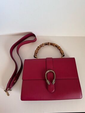 Gucci Raspberry Pink Leather Top-Handle Satchel with Bamboo Handle